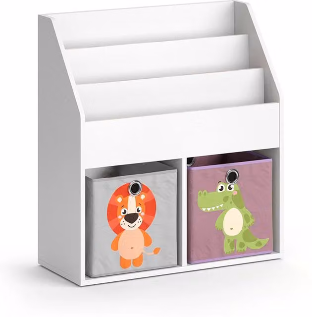 Libreria per bambini Vicco Luigi colore bianco con 2 scatole pieghevoli L: 72 cm, H: 79 cm, P: 30,7 cm