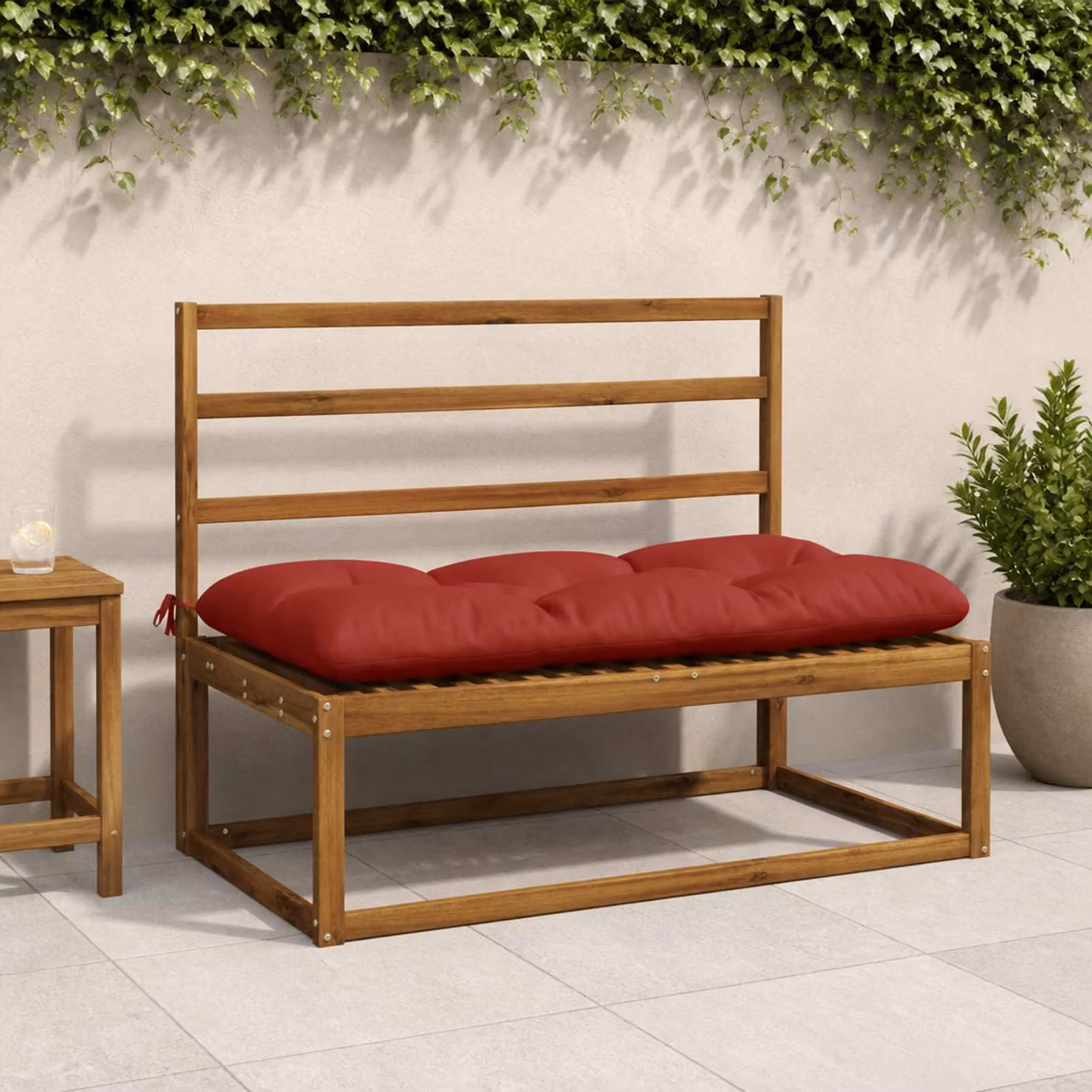 Cuscino per panchina vidaXL VIANEN rosso in poliestere con fodera rimovibile e resistente ai raggi UV L: 110 cm, P: 60 cm, H: 12 cm