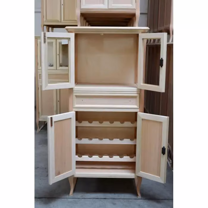 Mobile bar bottigliera classica Mobili 2G in legno grezzo marrone L: 70 cm, P: 43 cm, H: 150 cm – 1