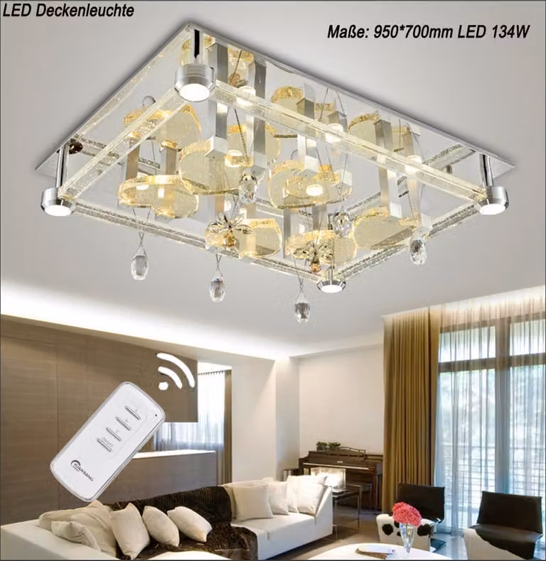 Plafoniera LED crystal 2906 95*75 cm telecomando luce colore commutabile A+