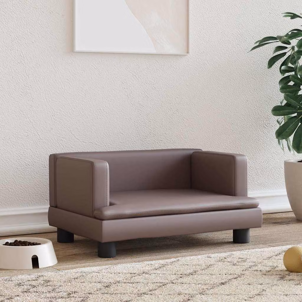 vidaXL Lettino per Cani in Similpelle Marrone con Struttura in Legno L: 60 cm, P: 40 cm, H: 30 cm