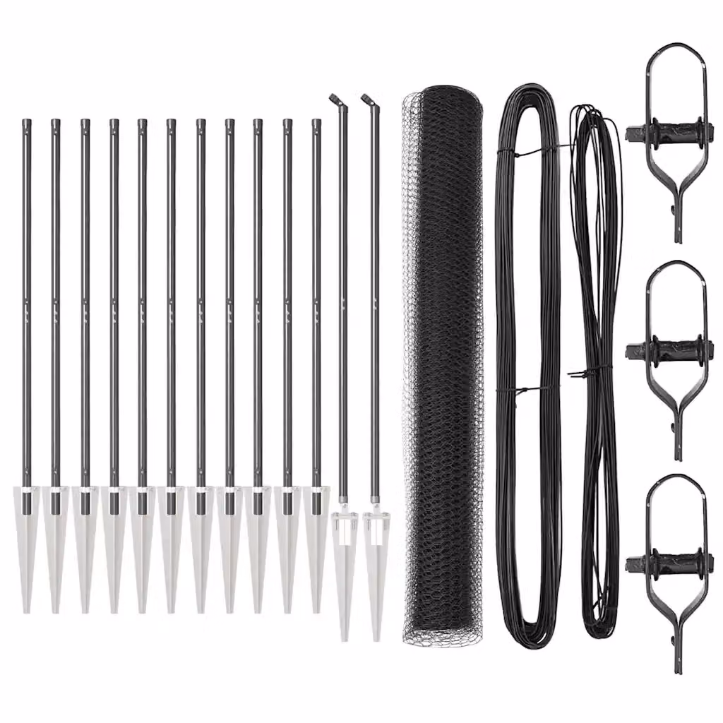Recinzione esagonale con palo vidaXL in acciaio e PVC, colore grigio, L: 25 m, H: 1,2 m – 2