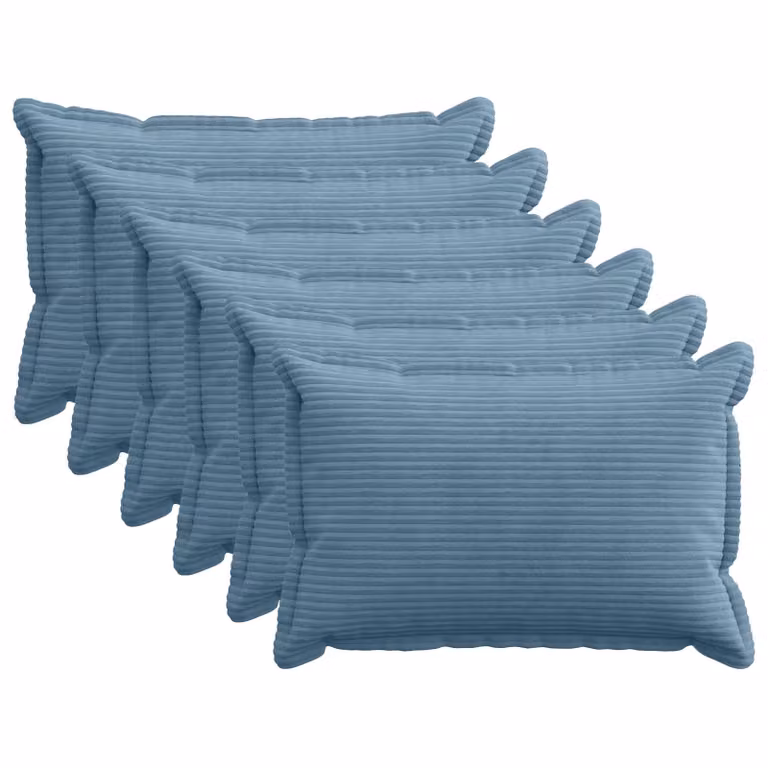 Set di 6 federe vidaXL HOUTEN in velluto a coste blu, 50 x 75 cm