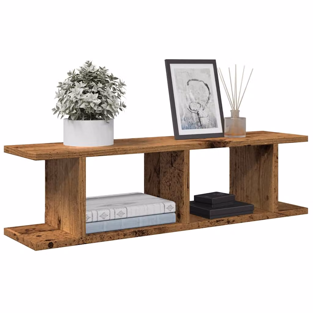 Set di 2 mensole da parete vidaXL in legno vecchio marrone, L 75 cm x P 20 cm x H 18 cm