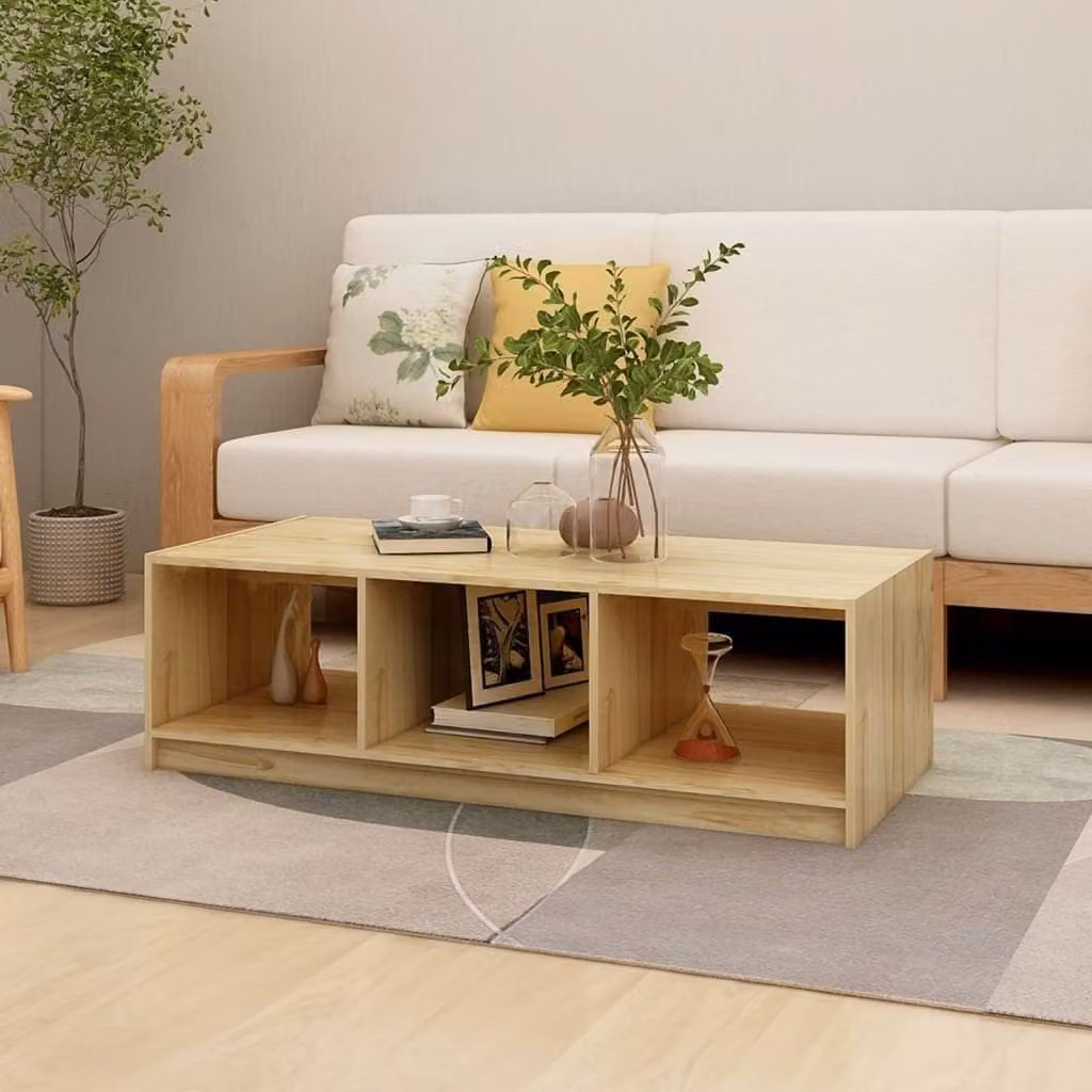 Tavolino The Living Store 110x50x34 cm in legno di pino massiccio