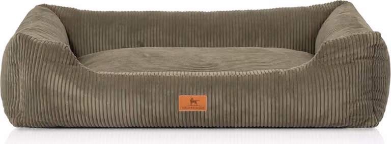 Cuccia per cani Knuffelwuff in velluto a coste con carattere intrecciato a mano Olivia XL 105 x 75 cm Khaki