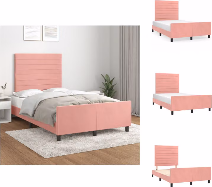 vidaXL Letto con testiera in velluto rosa 120x200 cm - Letti & Reti