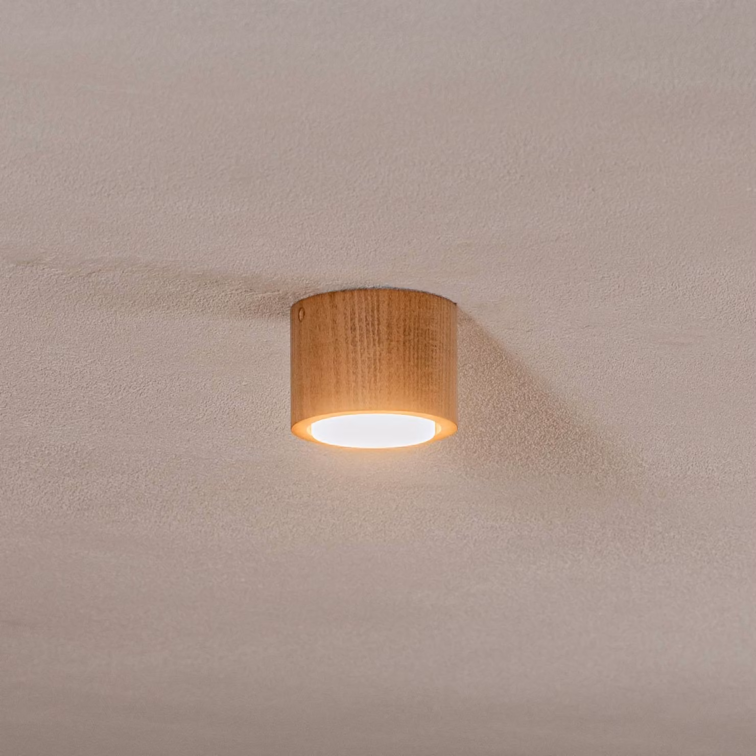 Plafoniera soffitto Ernest Luminex, dimmerabile, Legno chiaro, Soggiorno / Sala da pranzo, Legno, Plafoniera