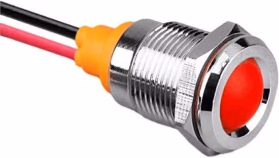 Segnalatore di sicurezza a LED con diametro di 12 mm, rosso, 9-24 V, impermeabile.