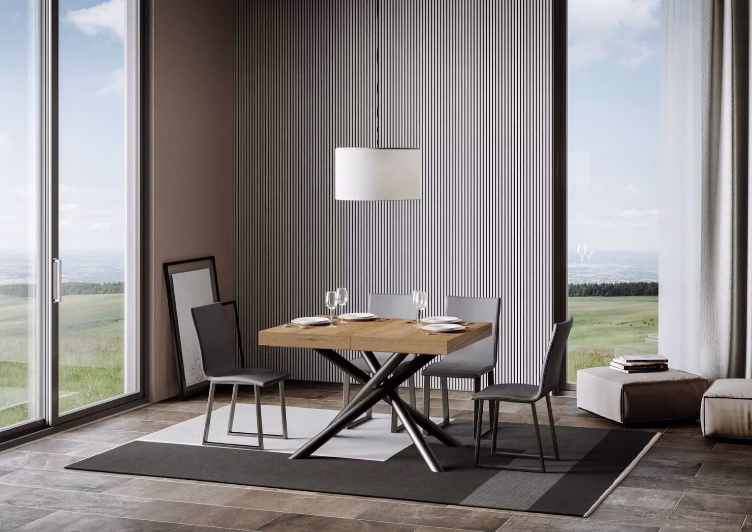 ITAMOBY - Tavolo allungabile 140/400x90 cm Famas quercia natura gambe antracite