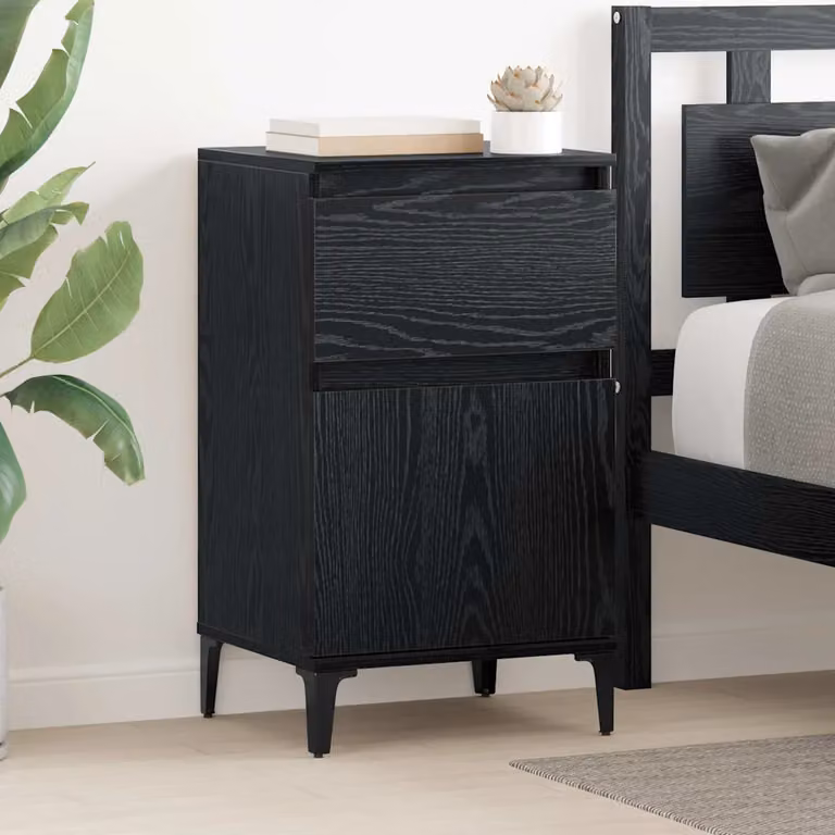 Armadio da Notte vidaXL in Stile Industrial, Colore Rovere e Nero, L/P/H: 40 x 35 x 70 cm