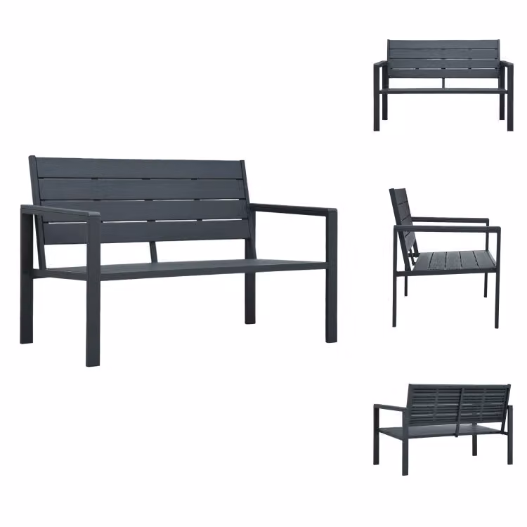 vidaXL Panchina da giardino 120 cm HDPE grigio effetto legno - Panchine da giardino