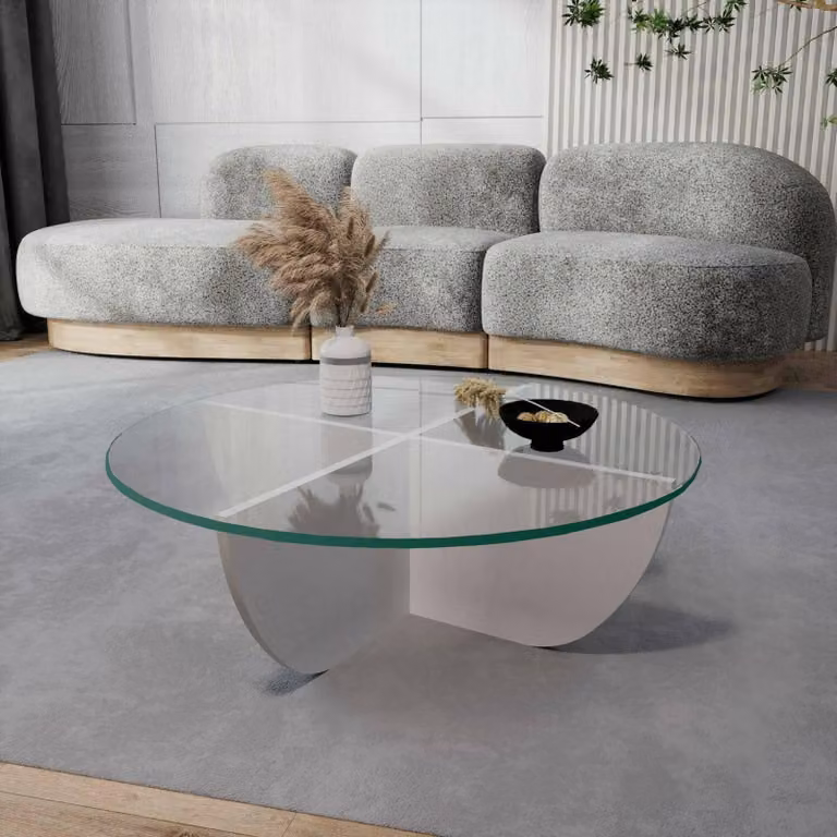 Jolanda - Tavolino da Salotto, 90x90x30h cm Bianco, Forma Circolare