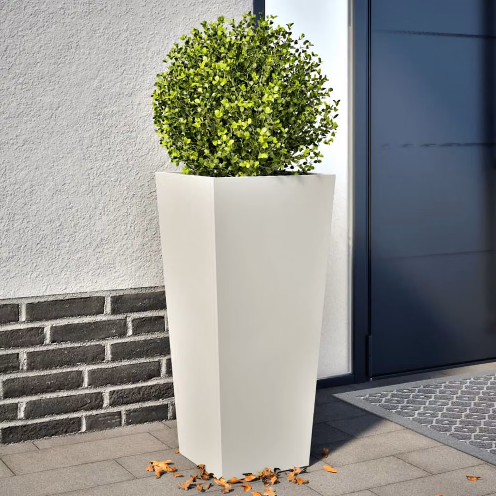 Set di 2 fioriere da giardino vidaXL in acciaio bianche H: 75 cm x L: 35 cm x P: 35 cm