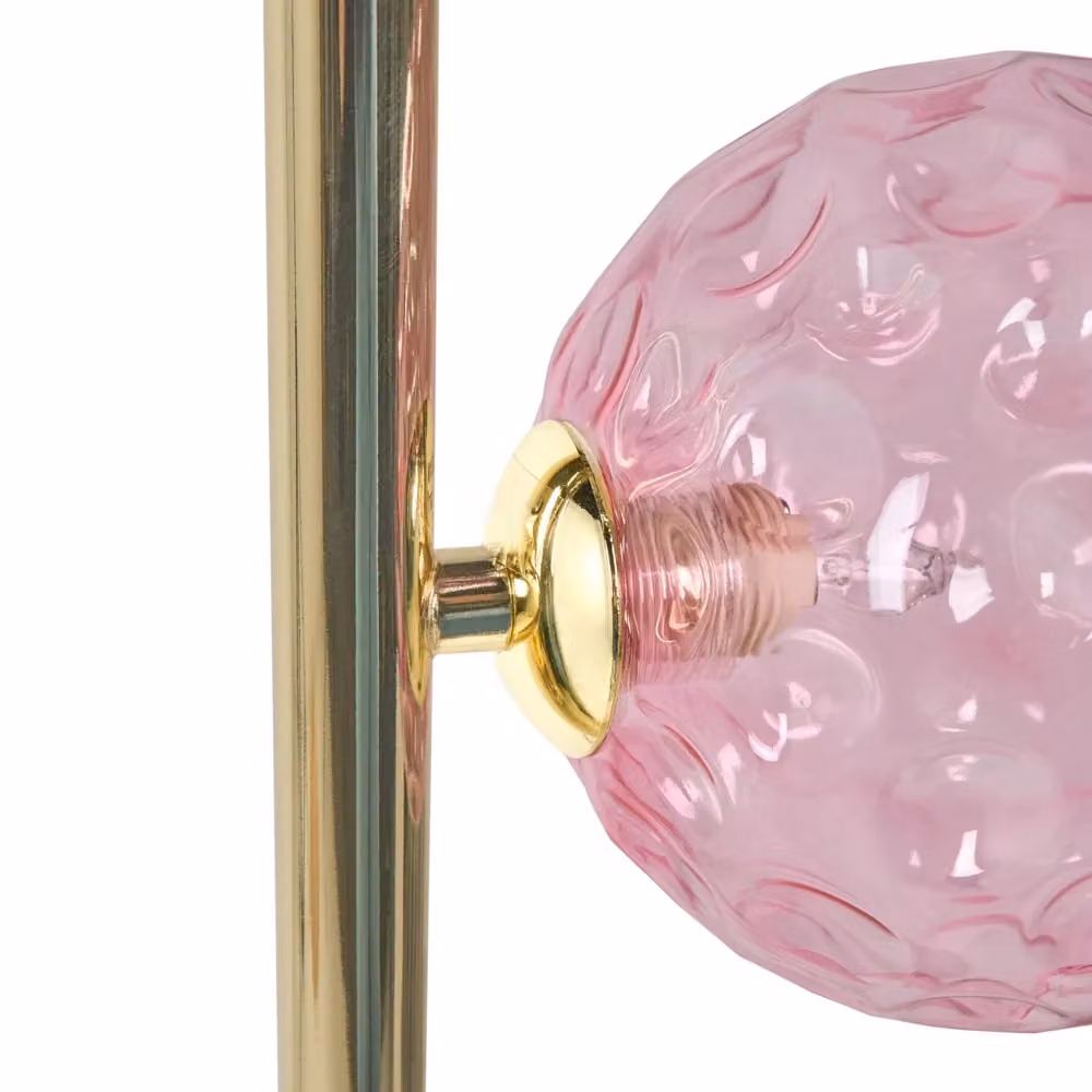 Lampada da terra Beliani IT in vetro beige con base in metallo rosa e oro per il tuo soggiorno – 2