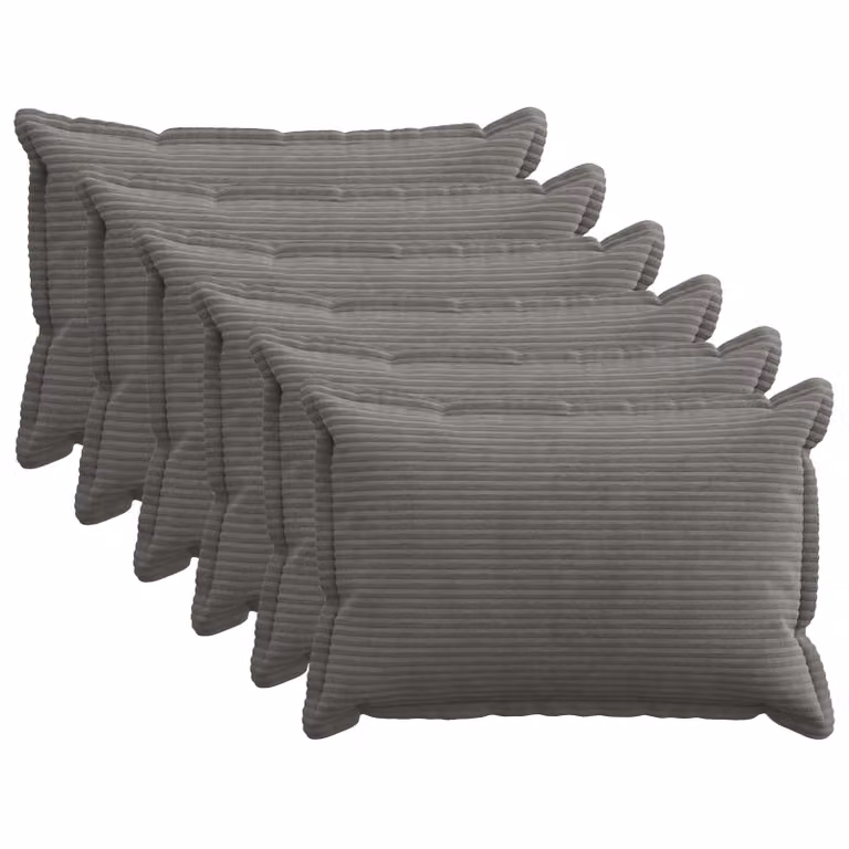 Set di 6 federe vidaXL HOUTEN in velluto a coste, Grigio, 40 x 60 cm