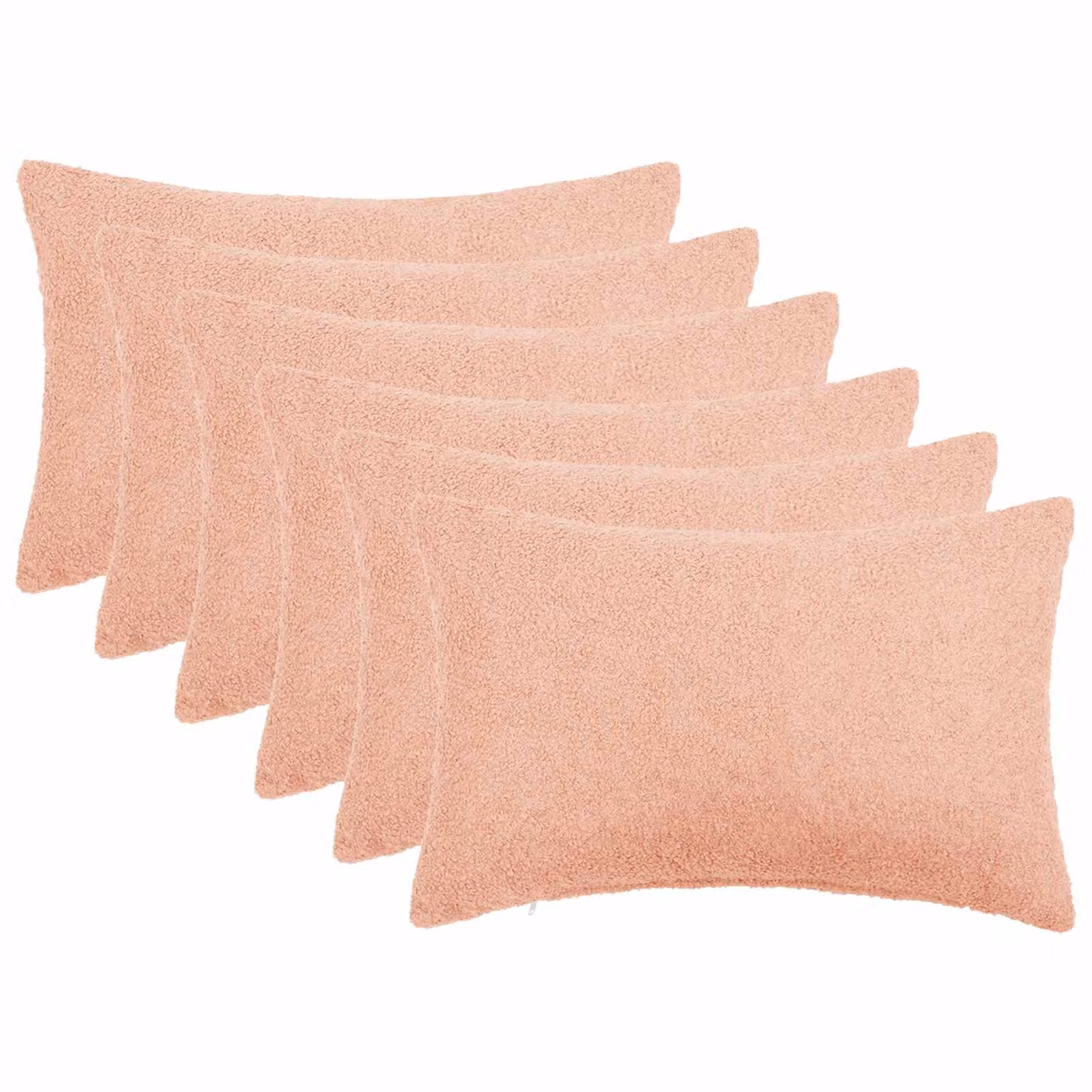 Set di 6 federe vidaXL HEERLEN rosa in tessuto bouclé, L 50 cm x P 30 cm