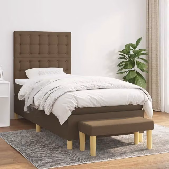 Letto Ibrido con Giroletto a Molle e Materasso vidaXL Marrone e Bianco L/P/H: 200 x 100 x 118 cm