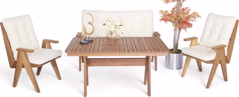 Moderne Gartenmöbel Komplett 4tlg Luxus Sofagarnitur 3+1+1 Sitzer Esstisch
