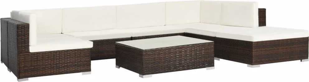 Maison Exclusive - Set da giardino 8 pezzi con cuscini in polyrattan marrone