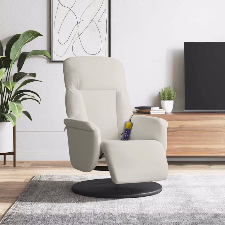 vidaXL Poltrona Relax Reclinabile con Poggiapiedi e Braccioli in Velluto Beige