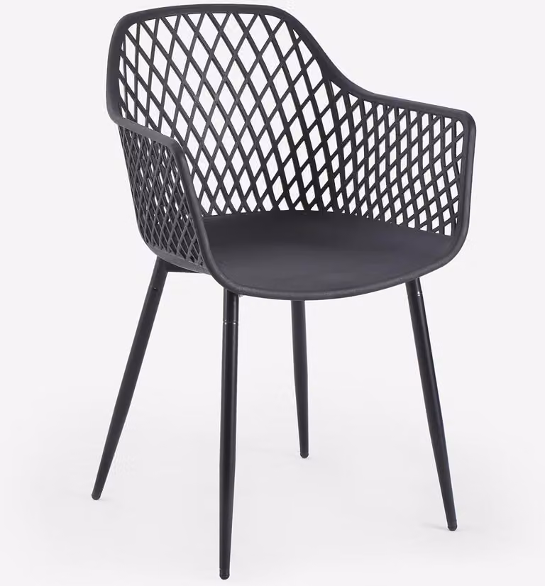 Sedia da cucina di design moderno in polipropilene con braccioli Vetra - Nero