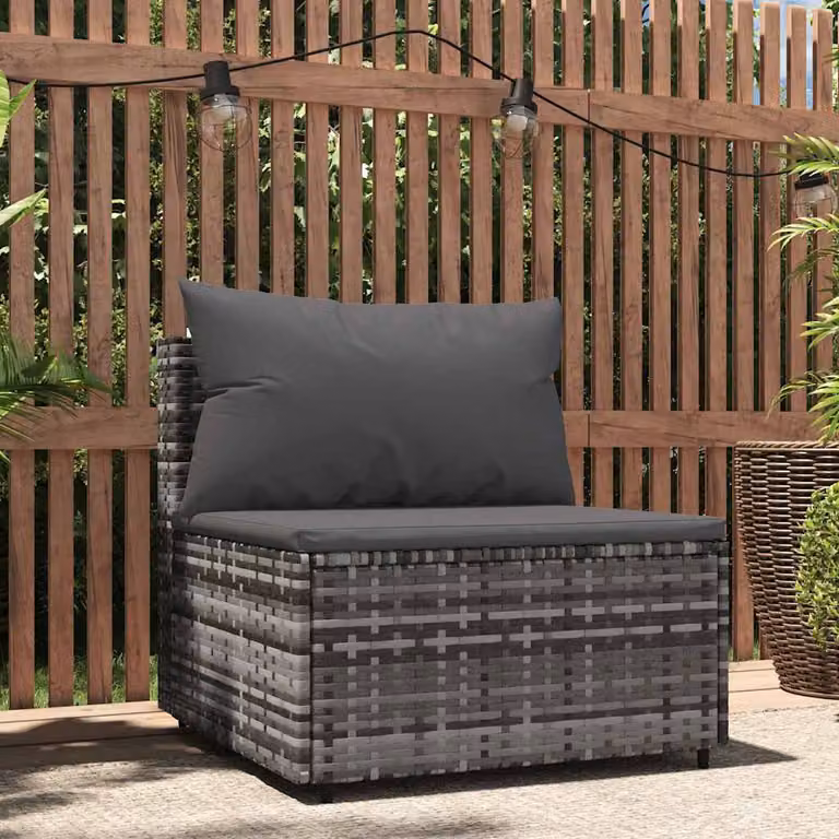 Divano centrale da giardino vidaXL con cuscini in polyrattan grigio antracite