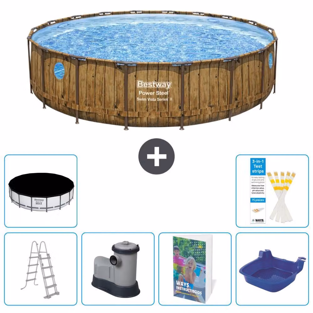 Bestway Power Steel, piscina rotonda - 549x122 cm - composta da 5 parti, modello S662