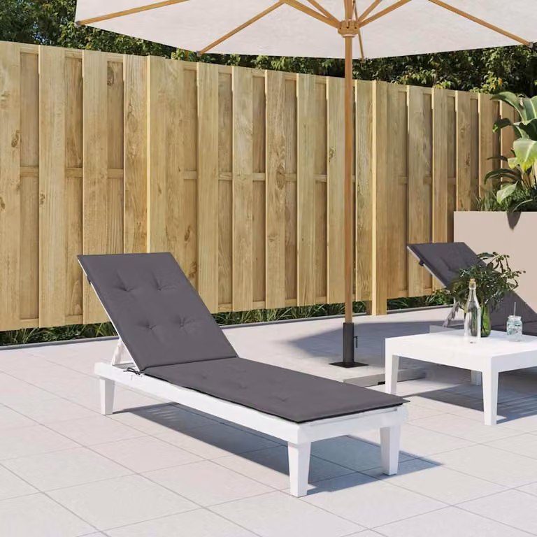 vidaXL Cuscino per Sdraio Antracite in Poliestere con Schiuma Idrorepellente e Traspirante L/P/H: 105 x 75 x 4 cm