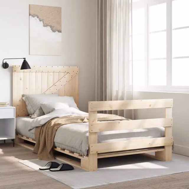 Giroletto con testiera VIDAXL in legno massello di pino naturale L/P/H: 200 x 100 x 104 cm