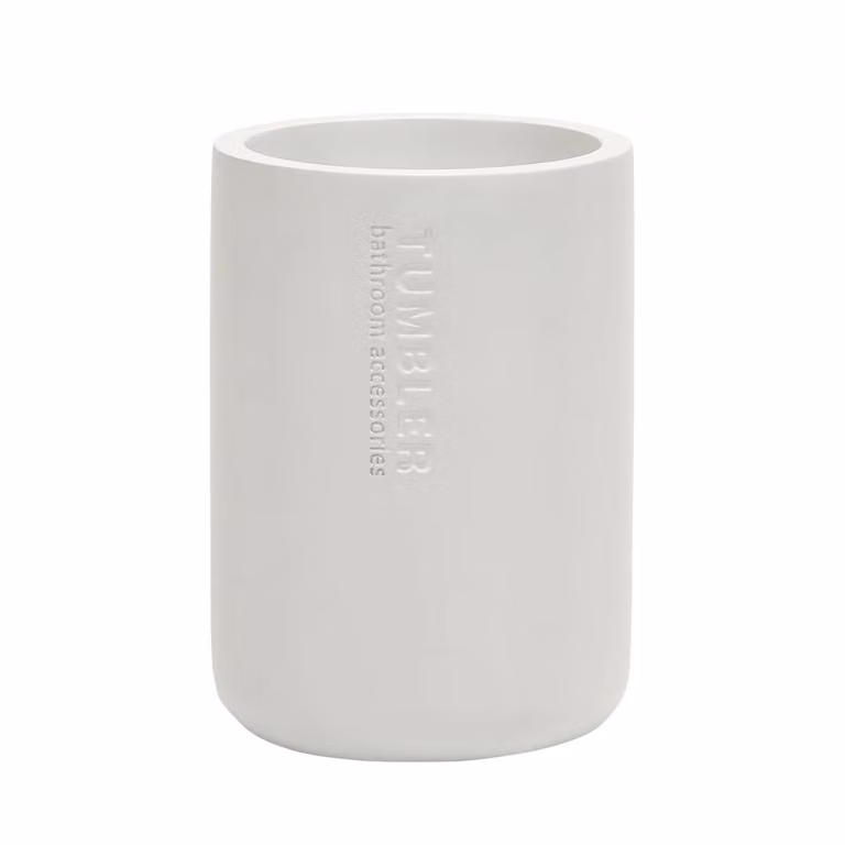 Vestiamo Casa - Bicchiere Porta Spazzolini in Poliresina Bianco - H: 10,7 cm, Diametro: 7,5 cm