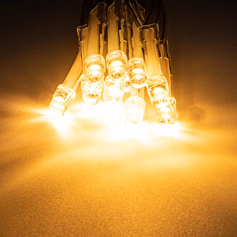 Catena luminosa a LED, 10 LED bianco caldo, con timer, alimentata a batteria, per uso interno