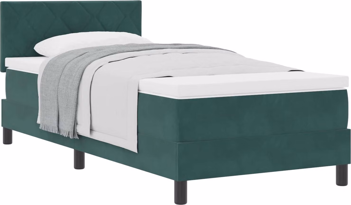Letto a molle con materasso Verde Scuro 100 x 200 cm Velluto
