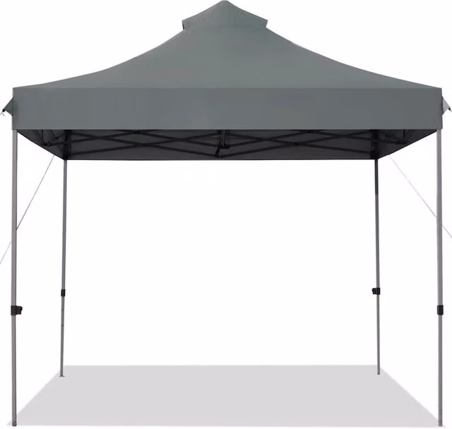 Gazebo Pieghevole Pop Up 10' x 10' Tenda per Giardino ed Eventi Altezza Regolabile con Borsa a Ruote Grigio