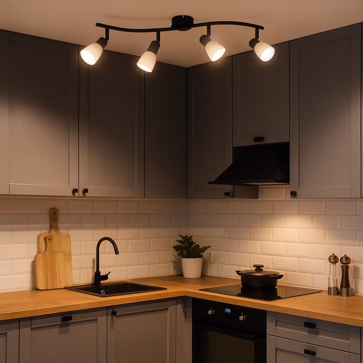 Faretto SOMA 4xE14 colore bianco e nero
