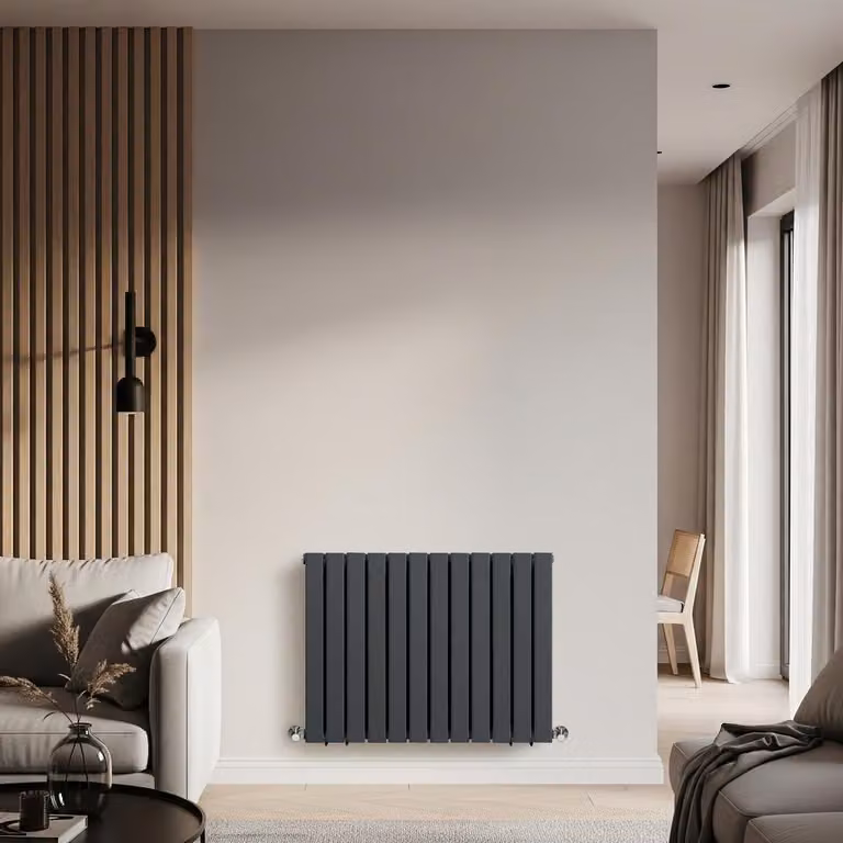 Radiatore Orizzontale Doppio di Design Antracite - 635 x 840mm - 910W - Delta