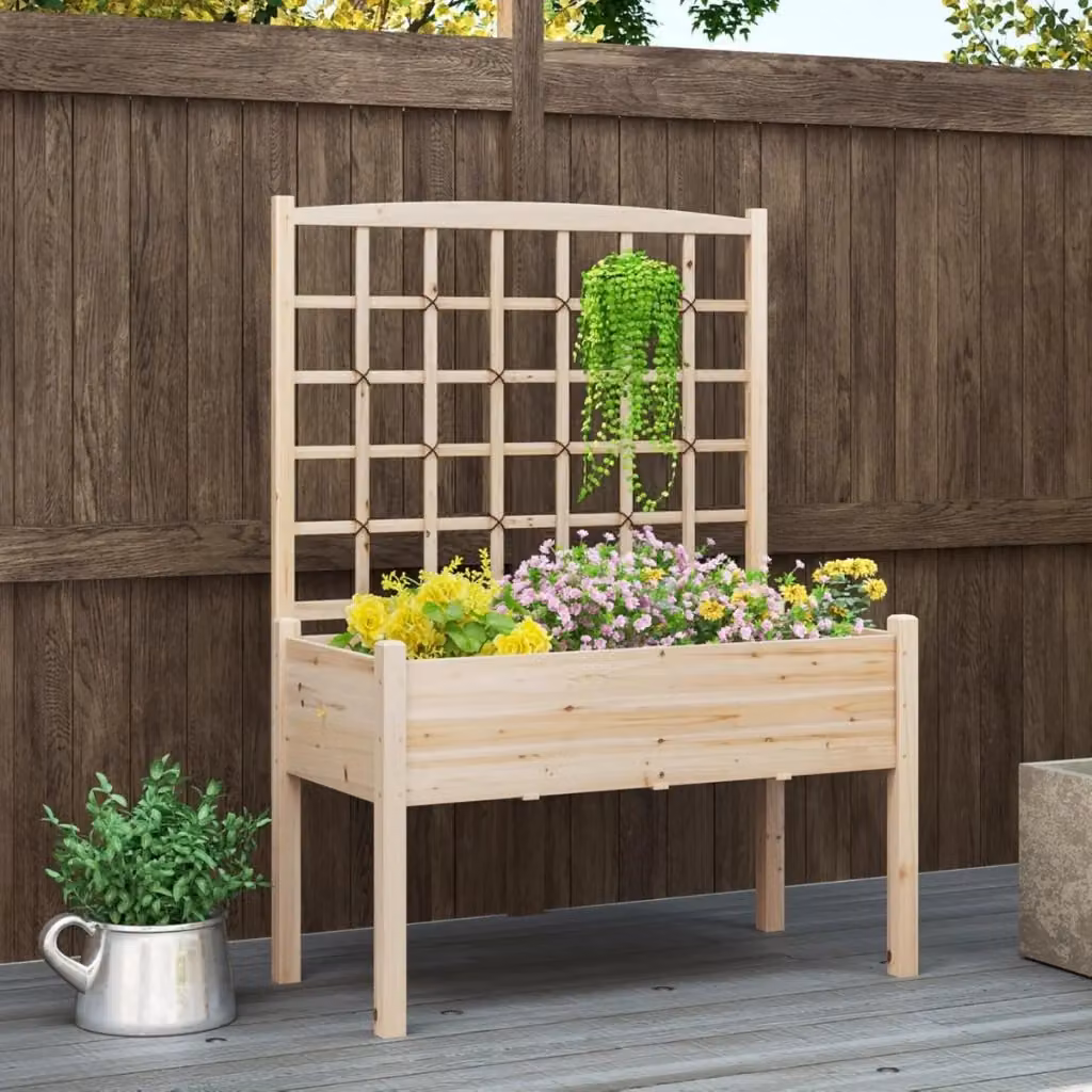 Letto da giardino rialzato con traliccio per rampicanti Design Mania in legno marrone L: 160 cm, P: 60 cm, H: 130 cm – 2