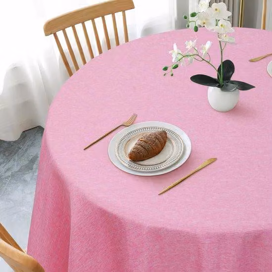 Tovaglia in poliestere resistente all'acqua, 140 cm, rosa, lavabile, effetto loto, per soggiorno, sala da pranzo, terrazza