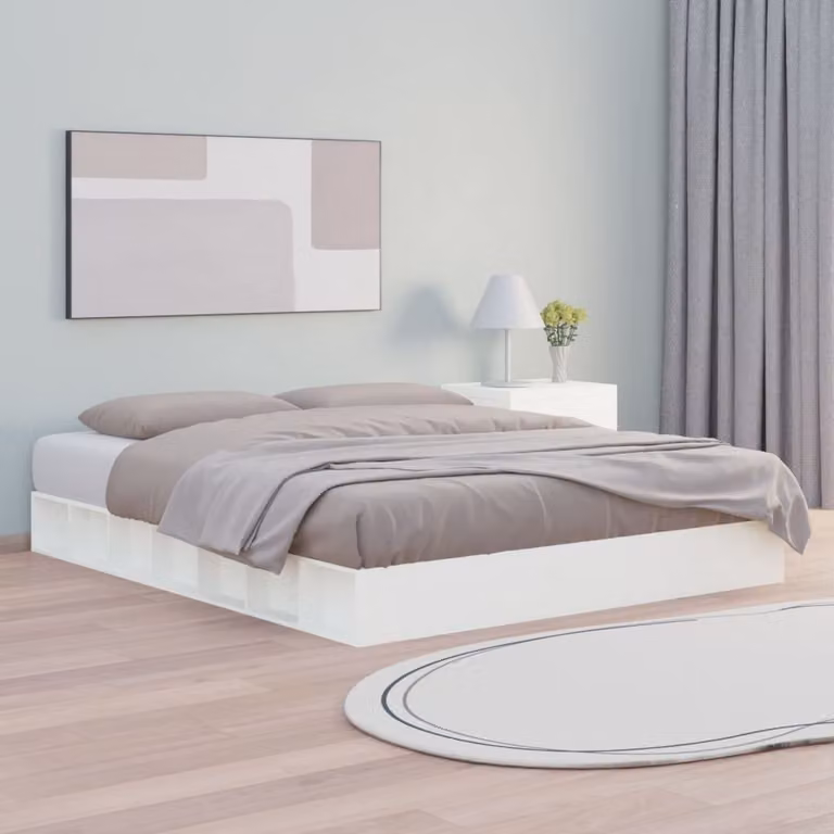The Living Store Letto in legno massiccio bianco 140x200 cm