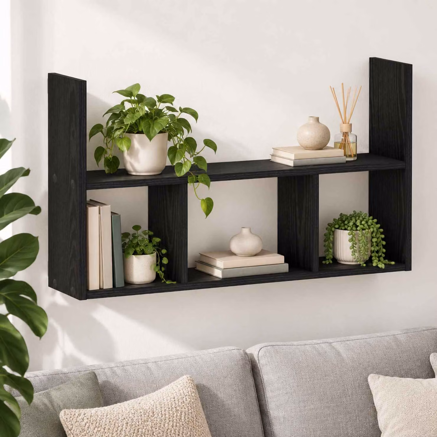 Scaffale da parete moderno vidaXL in MDF Nero opaco L: 78,5 cm, P: 17 cm, H: 45 cm