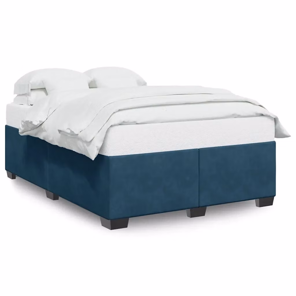 Letto con giroletto in velluto blu vidaXL L 160 cm x P 200 cm – 2
