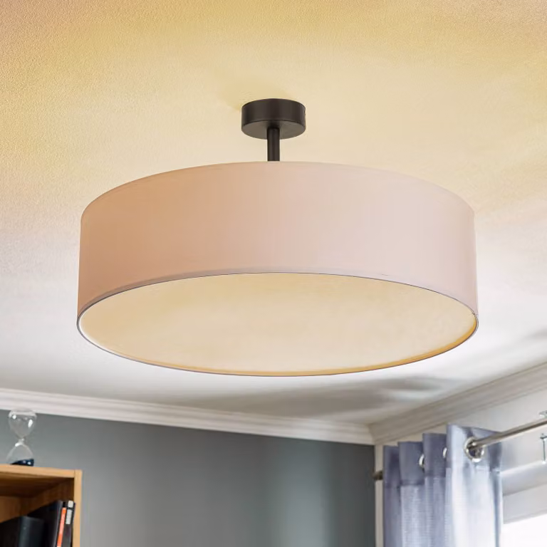 Plafoniera soffitto Rondo TK Lighting, dimmerabile, Bianco / Opale, Camera da letto, Tessuto / Stoffa / Seta, Moderno, Plafoniera