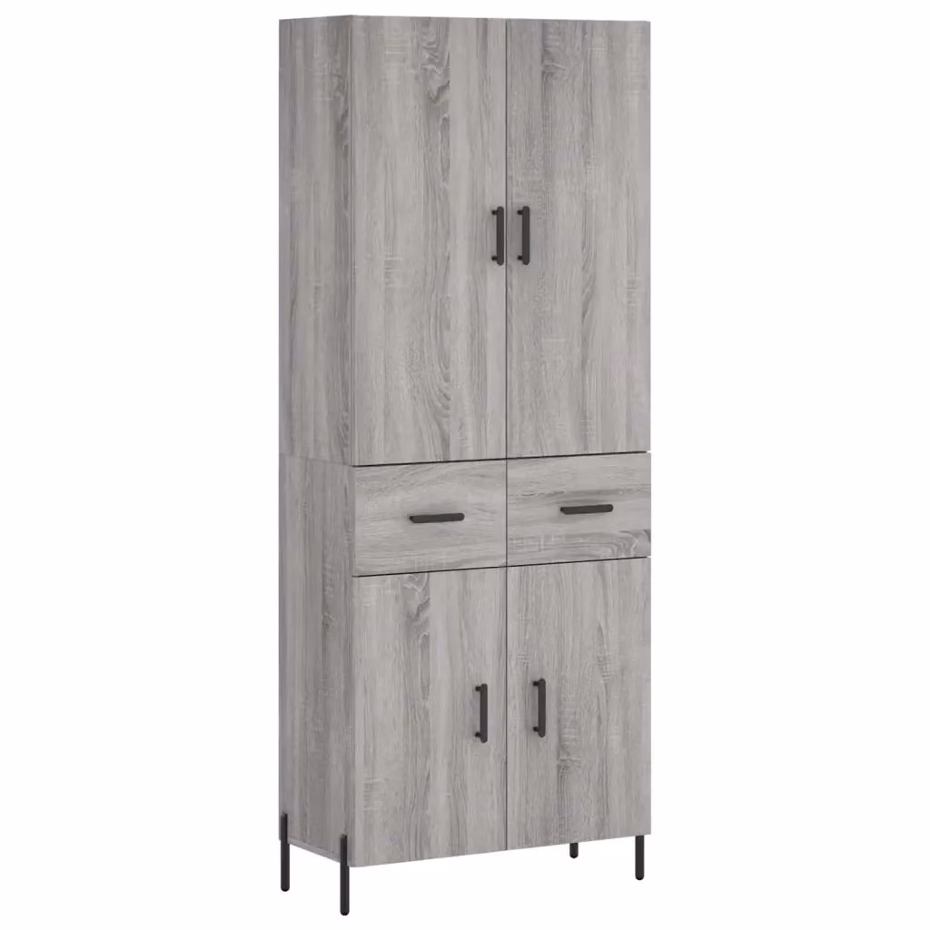 Credenza moderna vidaXL in legno e metallo grigio, sospesa, L: 69,5 cm, P: 34 cm, H: 180 cm – 2