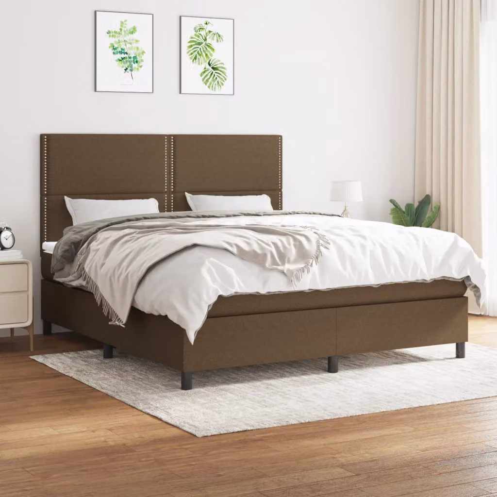 vidaXL Letto Ibrido con Giroletto a Molle e Materasso a Tasche Marrone e Bianco L/P: 180 x 200 cm