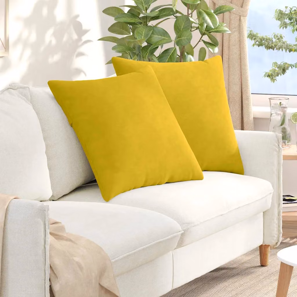 Set di 2 cuscini da divano quadrati vidaXL in tessuto a coste giallo, L 80 x L 80 cm