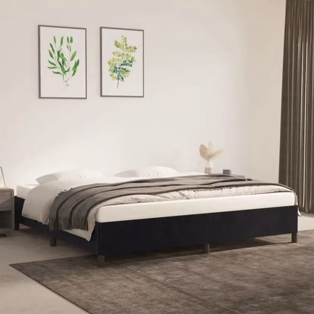 Struttura Letto Design Mania in Velluto Nero senza Materasso L/P: 200 x 200 cm