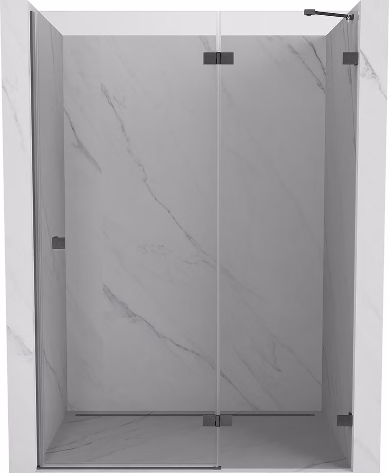 Mexen Lunar porta doccia incernierata destra 140 cm, trasparente, grigio canna di fucile spazzolato - 834-140-000-66-00-P