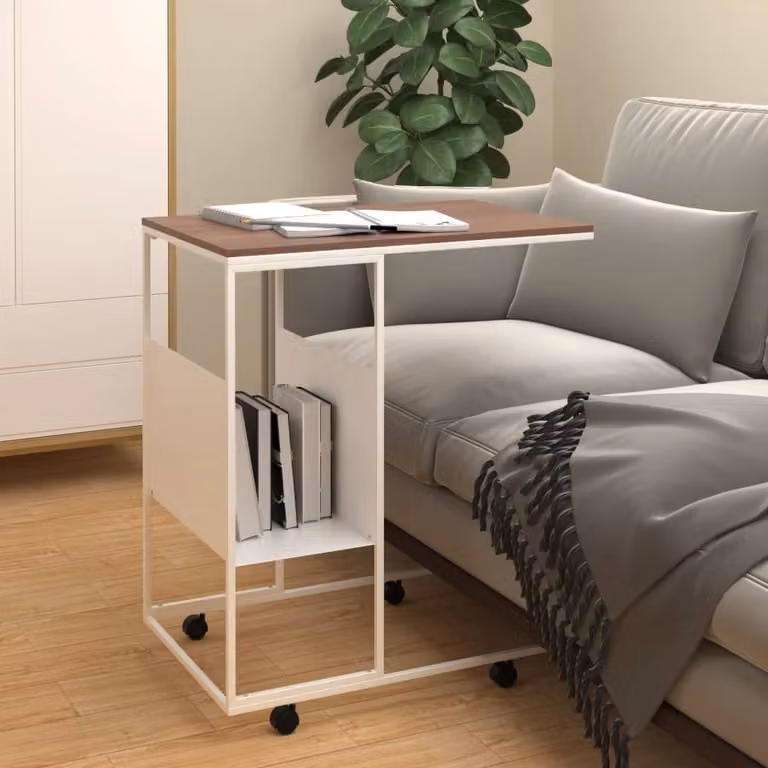 Maison Exclusive - Tavolino con rotelle Bianco 55x36x63,5 cm Materiale ligneo