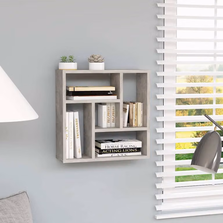 Scaffale a parete moderno vidaXL in legno e MDF, colore grigio, L 45 cm x P 16 cm x H 45 cm
