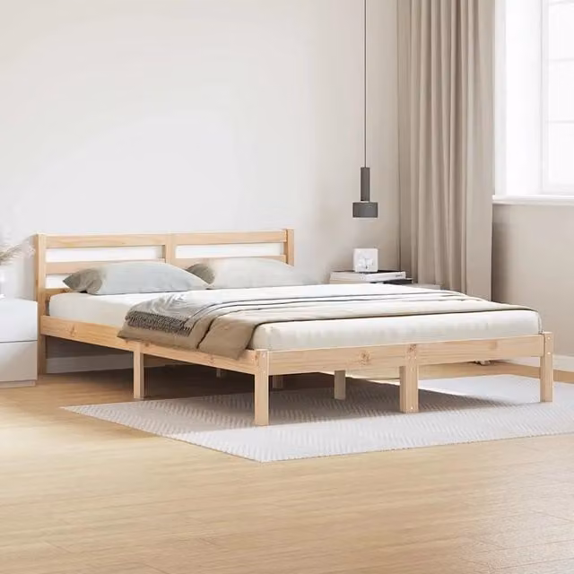 Struttura letto con giroletto in legno di pino marrone DESIGN IN L/P/H: 225,5 x 165,5 x 69,5 cm